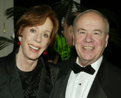 Actor Tim Conway poses with actress Carol Burnett at the Academy of Television Arts & Sciences 15th annual Hall of Fame ceremony November 6, 2002 in Beverly Hills. Conway, best known for his comedy work on "The Carol Burnett Show" was inducted into the academy's Hall of Fame which honors legendary television performers. Photo by Fred Prouser/Reuters