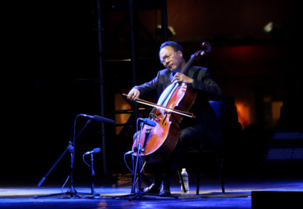 Yo-Yo Ma performs during "The Bach Project" concert in Mexico City, in March 2019. Photo by Adrián Monroy/Medios y Media/Getty Images