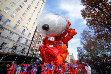 The Astronaut Snoopy balloon is carried during the 93rd Macy's Thanksgiving Day Parade in New York, U.S., November 28, 2019. Photo by REUTERS/Caitlin Ochs