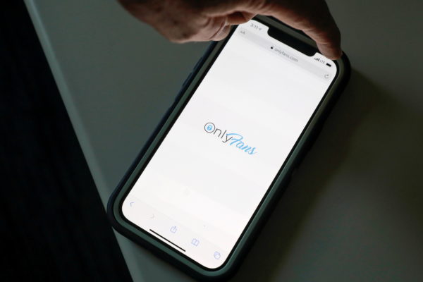 FILE PHOTO: The logo for OnlyFans is seen on a device in this photo illustration in Manhattan, New York City