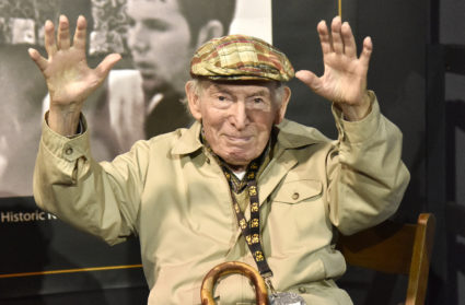 Jazzfest founder George Wein is interviewed during the 2019 New Orleans Jazz & Heritage Festival 50th Anniversary at Fair Grounds Race Course on April 25, 2019 in New Orleans, Louisiana. Photo by Tim Mosenfelder/WireImage