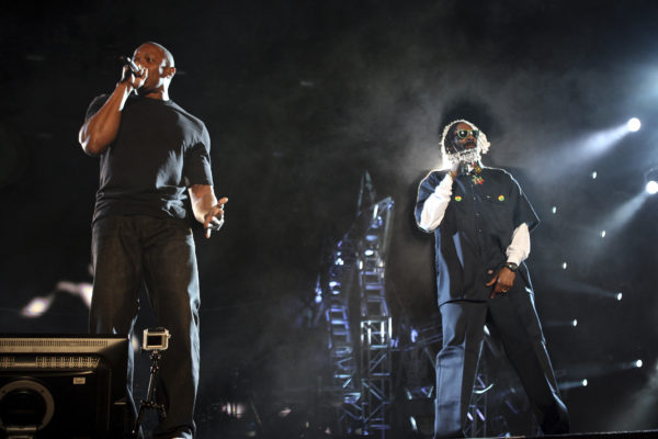 Dr. Dre and Snoop Dogg perform at the 2012 Coachella Valley Music and Arts Festival in Indio, California.