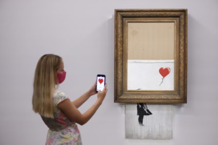 Banksy's 'Love is in the Bin' photocall at Sotheby's