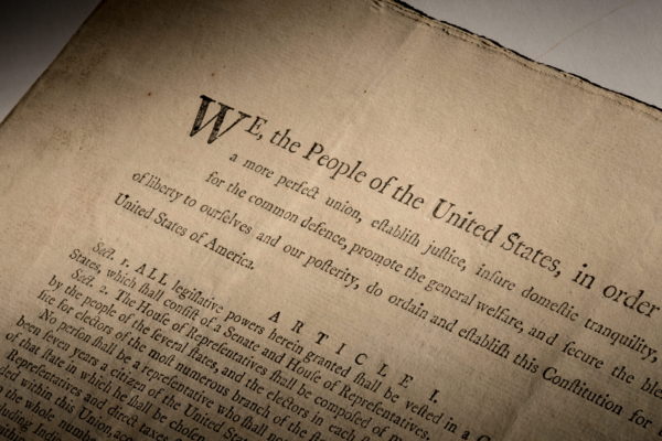 Handout image of an extremely rare official first-edition printed copy of the U.S. Constitution as adopted by delegates to...