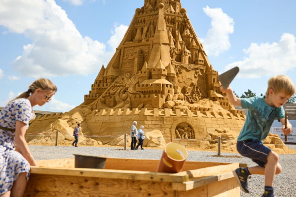 The world's tallest sand sculpture is seen in Blokhus