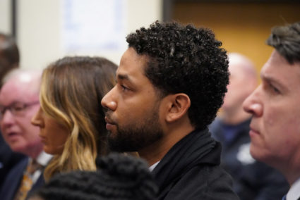 Former "Empire" actor Jussie Smollett appears in a courtroom at the Leighton Criminal Court Building for his arraignment, in Chicago, Illinois, U.S., February 24, 2020. Brian Cassella/Pool via REUTERS