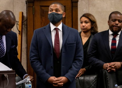 Actor Jussie Smollett appears at his sentencing hearing at the Leighton Criminal Court Building