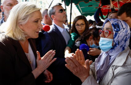 French far-right presidential candidate Le Pen campaigns in the south of France