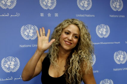 Colombian singer and UNICEF Goodwill Ambassador Shakira appears at a news conference at United Nations headquarters in New York, September 22, 2015. Photo by Mike Segar/REUTERS