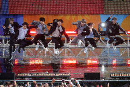 FILE PHOTO: Members of K-Pop band BTS perform on ABC's 'Good Morning America' show in Central Park in New York
