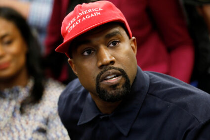 Rapper Kanye West speaks during a meeting with U.S. President Donald Trump to discuss criminal justice reform at the White House in Washington, U.S., October 11, 2018. Photo by Kevin Lamarque/REUTERS