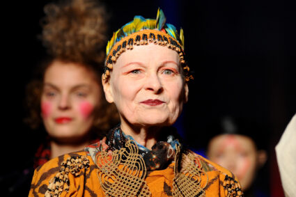Fashion designer Vivienne Westwood walks the runway during the Vivienne Westwood show as part of the Paris Fashion Week Womenswear Fall/Winter 2014-2015 on March 1, 2014 in Paris, France. Photo by Francois Durand/Getty Images