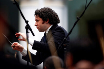 FILE PHOTO: Gustavo Dudamel conducts a concert at the foreign ministry headquarters in Caracas