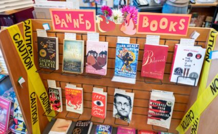Display of banned books or censored books at Books Inc independent bookstore in Alameda, California, October 16, 2021. Photo by Smith Collection/Gado/Getty Images