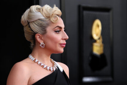 Lady Gaga poses on the red carpet at the 64th Annual Grammy Awards at the MGM Grand Garden Arena in Las Vegas, Nevada, U.S., April 3, 2022. Photo by Maria Alejandra Cardona/REUTERS