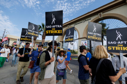 Hollywood actors and writers on strike in Los Angeles