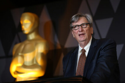 Motion Picture Academy President John Bailey speaks at the Foreign Language Film nominees cocktail reception in Beverly Hills