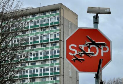 Banksy artwork showing drones on stop sign stolen in London